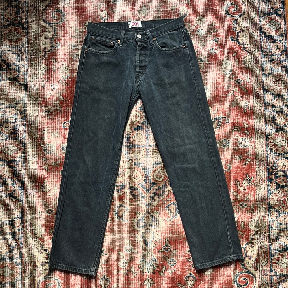Vintage 2000s Levi's 501 Made in USA Faded Black Straight Leg 30 x 30